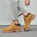 Men's Low-Cut Work Boots - Genuine Leather Lace-Up Chunky Sole Casual Shoes For Outdoor & Daily Wear_vogvips.com