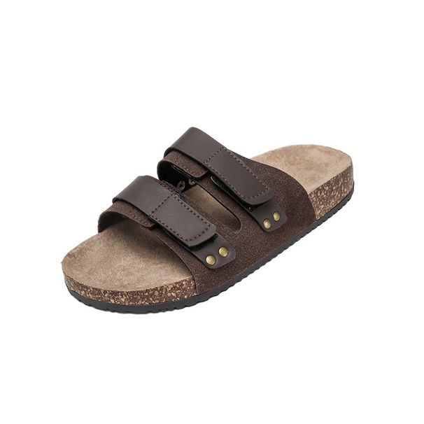 Cork Slippers For Men And Women Summer Thick Bottom Non-Slip Double Strap Double Buckle Beach Sandals_vogvips.com