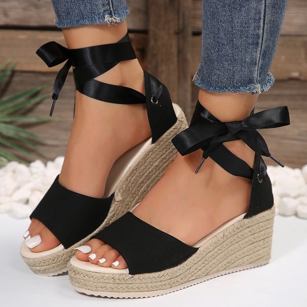 Women's Shoes Fish Mouth Wedge Heel Strap Open Toe Roman Beach Shoes Women Summer New Thick Bottom Platform Cake Large Size Sandals_vogvips.com