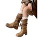 Platform Chunky Heel Wasteland Style Knight For Women, Autumn And Summer Thin Western Cowboy Long , Mid-Calf Short_vogvips.com