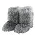 Winter snow boots Women's outer wear warm non-slip cross-border long fur mid-calf raccoon fur y2g fur boots_vogvips.com