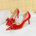 638-AH12 Style Banquet Women's With Thin High Heels, Shallow Mouth, Pointed Side Hollow Water Diamond Bow, Single Shoes_vogvips.com