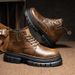 European Warm Series Autumn Winter Men's Thick-Soled Height-Increasing British Style Martin Boots Fashion New Ultra-Fiber Leather Trendy_vogvips.com