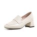White Women's Loafers For Spring, Autumn, Summer, New Slip-on And Heel-wear Dual-use Genuine Soft Leather Square-toed_vogvips.com