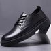 Spring And Autumn Low-top Lace-up Black British Style Work Thick-soled Men's Casual Leather Shoes_vogvips.com