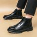 Men's 2024 Spring And Autumn New Brogue Carved High-top Leather Boots British Style Business Formal Groom Wedding Shoes_vogvips.com