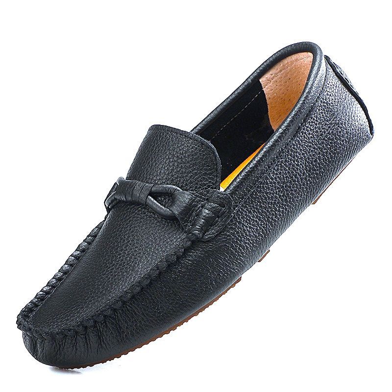 Four Seasons New Layer Lazy Small Feet Men's Casual Soft Top Leather Bean Driving Shoes_vogvips.com