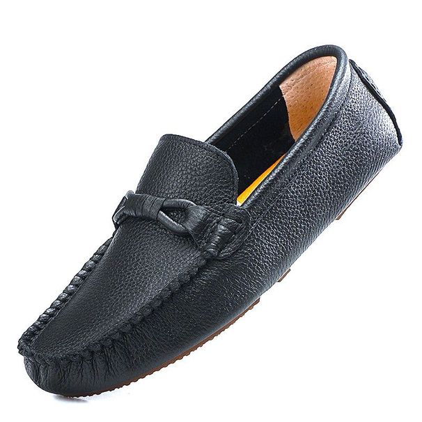 Four Seasons New Layer Lazy Small Feet Men's Casual Soft Top Leather Bean Driving Shoes_vogvips.com