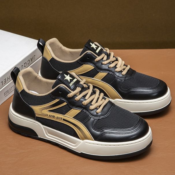 leather Panel For Foreign Trade, Breathable And Versatile Sports Shoes, Low-top Lace-up Casual Men's Shoes_vogvips.com