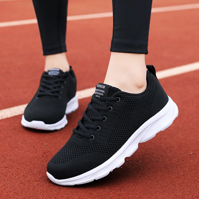 Spring And Autumn New Black Sneakers For Women Korean Style Versatile Breathable Lightweight Student Gym Casual Running_vogvips.com