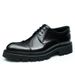 Vintage British leather tri-junction Derby men's business casual thick bottom increase High dress shoes_vogvips.com