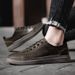 Black Textured Small Leather Shoes Men's Shoes Low-top Breathable Hollow Sports Style Casual Men's Board Shoes_vogvips.com