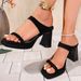 Women's Single Strap High Heeled Sandals Plus Size Chunky Heel Leopard Print For Summer Size 34_vogvips.com