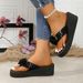 Thick-soled Flower Flip-flops Women's Summer Fashion Outer Wear New Seaside Non-slip Beach Shoes Pinch Sandals_vogvips.com