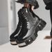 Niche Functional Chelsea Martin Boots Men's Paris Heightening Motorcycle Boots Patent Leather Derby Boots_vogvips.com