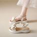 Fairy Wind Bow Sandals Female Platform Pearl Elastic Open-toed Roman Beach Shoes With Skirt_vogvips.com