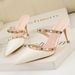 899-46 Sexy Slim High Heels, Shallow Mouth, Pointed Hollow Metal Rivet Women's Shoes, Straight Line With Lacquer Leather_vogvips.com