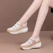 Womens White Beige Platform Gladiator Ankle Buckle Strap Closed Toe Wedge Sandals For Comfort Summer Casual Wear_vogvips.com