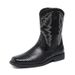 Autumn breathable pointed ankle boots British style high-top leather mid-top boots_vogvips.com