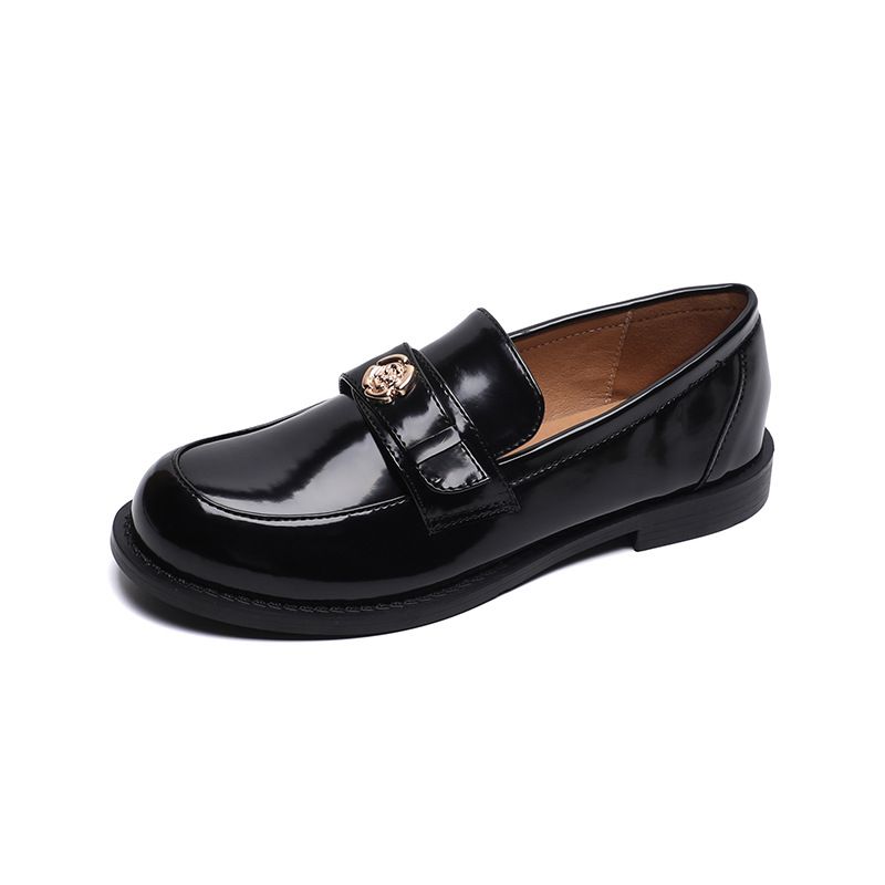 Small Gold Coin Loafers Women's Retro Autumn And Winter Thick-soled Small Leather Shoes Soft-soled Thick-heeled Single Shoes_vogvips.com