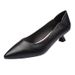 wangjia Wangjia For Women Sole Black High Heels Stiletto Professional Attire Pointed Toe Low Heel Soft Leather_vogvips.com