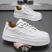 Men's Shoes Breathable Black Leather Panel Shoes Men's Platform Sports And Leisure Shoes_vogvips.com
