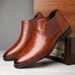 Euro Step Large Size 48 Spring And Autumn British Style Pointed Toe Leather In Stock Men's Martin Boots_vogvips.com