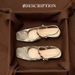 French-style Elegant Closed-toe Sandals For Women, Square Toe Chunky Heel, 2025 Summer New Vintage Versatile High-heeled_vogvips.com
