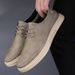Round Head Light Mouth Low-top Casual Men's Shoes Cowhide Business Dress Casual Leather Shoes British Solid Color Board Shoes_vogvips.com