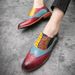 Euro Step 2020 New Large Size Brogue Leather For Men British Korean Style Business Formal Color Block Trendy Shoes_vogvips.com
