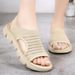 Summer Hollow Out Sandals, Cross-Border Women's New Fly-Knit Breathable Beach Shoes, Polyurethane Casual Shoes_vogvips.com