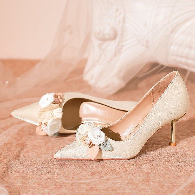 Women's Shoes new bridal shoes wedding shoes pointed toe shallow mouth single shoes_vogvips.com