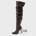Elegant Pointed-Toe High Heel Over-The-Knee Boots For Women - PU Leather, 11CM Heel, Slip-Resistant, Fashionable & Comfortable (Dark Brown)_vogvips.com