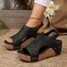 Women's Shoes Large Size Foreign Trade Wedge Sandals 2025 Summer New Retro Thick Bottom Fish Mouth Roman Sandals Women's Platform Cake Thick Bottom_vogvips.com