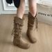Wasteland Style High Tube Tassel Knight For Women New Over-the-Knee Thick Heel Slimming Melard Long Pile Boots_vogvips.com