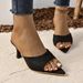 Women's Shoes, European And American Style Pointed Toe Retro Monogram Slippers, Plus Size High Heel Open Toe Outdoor Sandals_vogvips.com