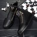Men's Shoes Trendy Men's Shoes Summer New Leather Breathable High Top Shoes Thick Soled White Casual Shoes Men's High Top Sneakers_vogvips.com