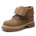 Thick-Soled Martin For Women, Yellow 2022 Autumn New Suede Leather Ankle Boots, Fashion Lace-Up Bucket Work Short Boots_vogvips.com