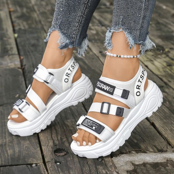 Women's Casual Platform Sandals Open Toe Sports Shoes Summer New Style Beach Platform Sandals One Strap_vogvips.com