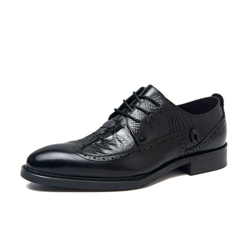 Euro Step 【】Men's Leather New Brogue British Style Office Business Formal Casual Men's Wedding Groom Shoes_vogvips.com
