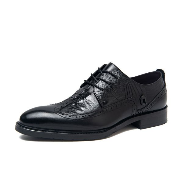 Euro Step 【】Men's Leather New Brogue British Style Office Business Formal Casual Men's Wedding Groom Shoes_vogvips.com
