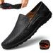 Euro Step Men's Genuine Soft Sole Summer Breathable Trendy Hollow Lazy British Business Slip-On Casual Leather Shoes_vogvips.com
