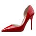 638-5 Korean Style Fashion Simple Stiletto Patent Leather Shallow Mouth Pointed Toe Hollow Sexy Slimming High Heels_vogvips.com