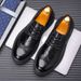 Euro Step Men's Leather Spring Breathable Business Formal Brogue Carved British Casual Height Increasing Groom Wedding Shoes_vogvips.com