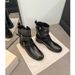 French Style Pointed Toe Side Zipper Short 2025 Autumn Winter Belt Buckle Versatile Slimming Thick Sole Motorcycle Boots_vogvips.com
