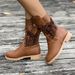 Cross-Border Foreign Trade Mid-Calf For Women 2025 Autumn Winter New European And American Style Large Size Rivet Low_vogvips.com