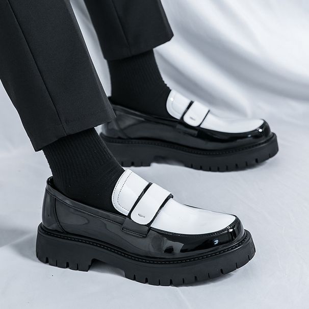 Loafers British Style Business Formal Shiny Leather Thick Sole Casual Slip-On Big Toe Men's Shoes Size 46_vogvips.com