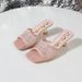 Summer Mid High Straight Drag Women's Sandals, Slim Heels, Breathable Square Toe Mesh Slippers For Outerwear_vogvips.com
