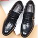 Suitable For All Seasons 2024 New Men's Leather Business Formal Casual Crocodile Pattern British Korean Style Pointed Toe Large Size Shoes_vogvips.com