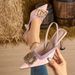 Cross-border Foreign Trade Stiletto Heel Open-back Sandals A Single Strap, Lettered Rhinestone Buckle, Elegant Commuter_vogvips.com